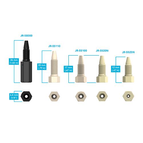 PEEK HT One-Piece Hex-Head Fittings for use up to 5,000 psi - 5 pack