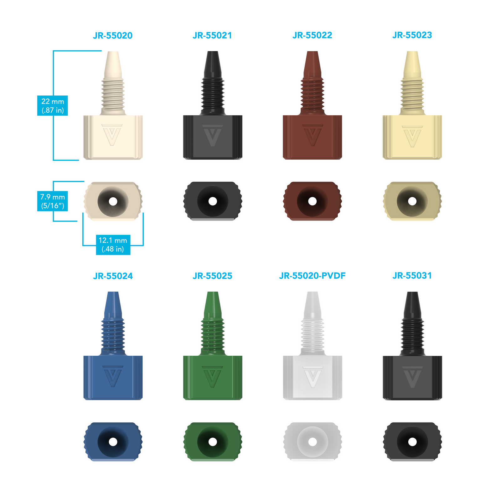 PEEK One-Piece Fingertight Fittings - Color-Coded - 5 Pack – VICI Jour